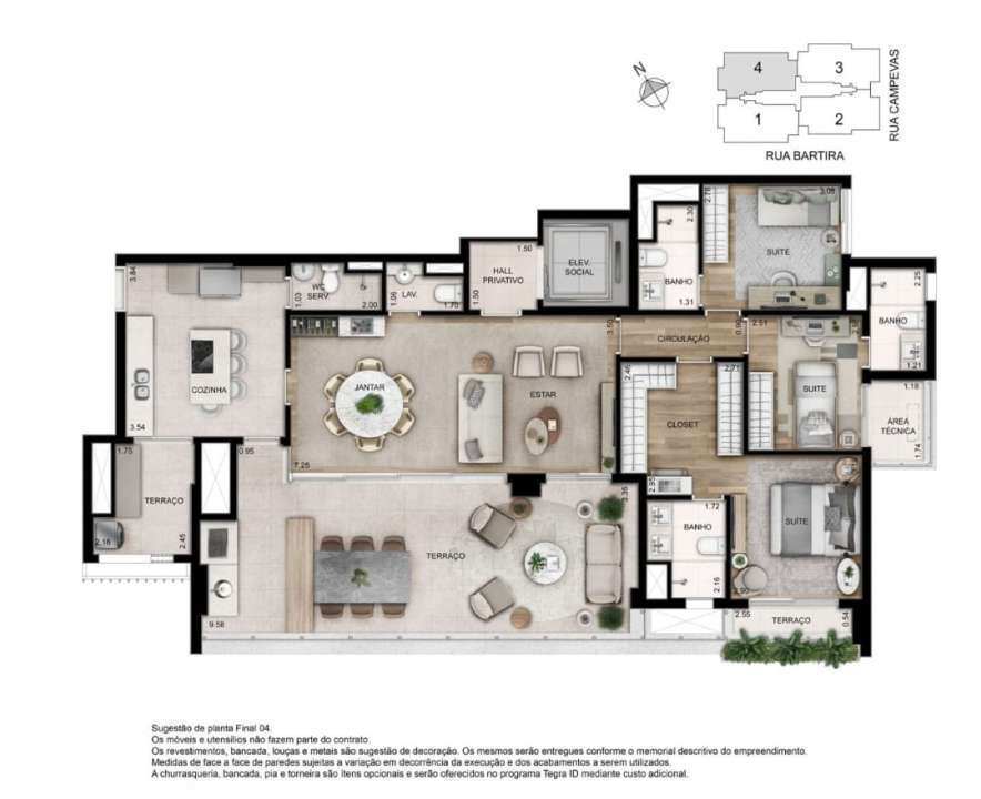 156m 3 suites sala ampliada - 3