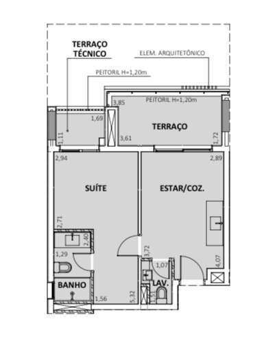 Planta 45m 1 Dorm 1 vaga - 6